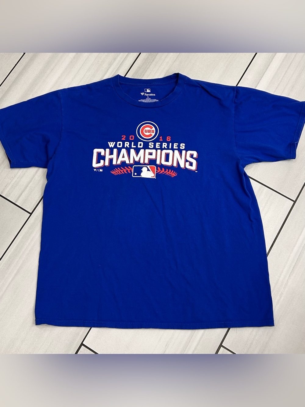 Fanatics Chicago Cubs 2016 World Series Champions Blue T-Shirt Sz XL